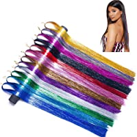 NATUCE 4800 Piezas Pelo de Oropel- 12 Colores 120CM Hilos de Extensión de Pelo Brillante- Cabello Oropel- Kit de…